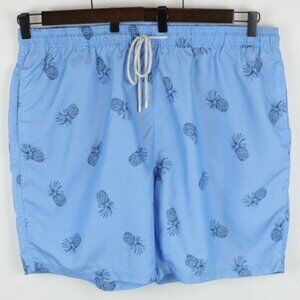 Kirkland Signature Men's 2XL Blue Pineapple Pull On Swim Trunks